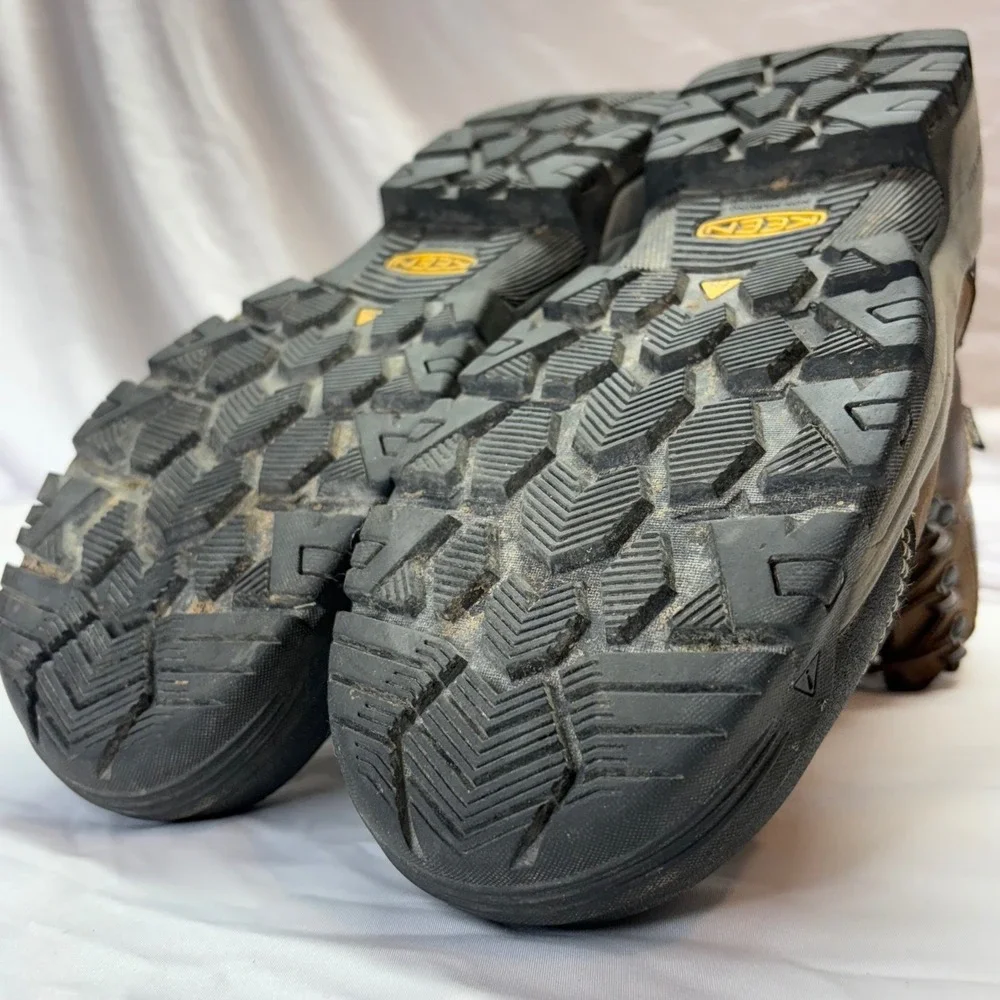 KEEN Mens Brown Leather Steel Toe Work Boots EH Rated‎ Waterproof Size 13